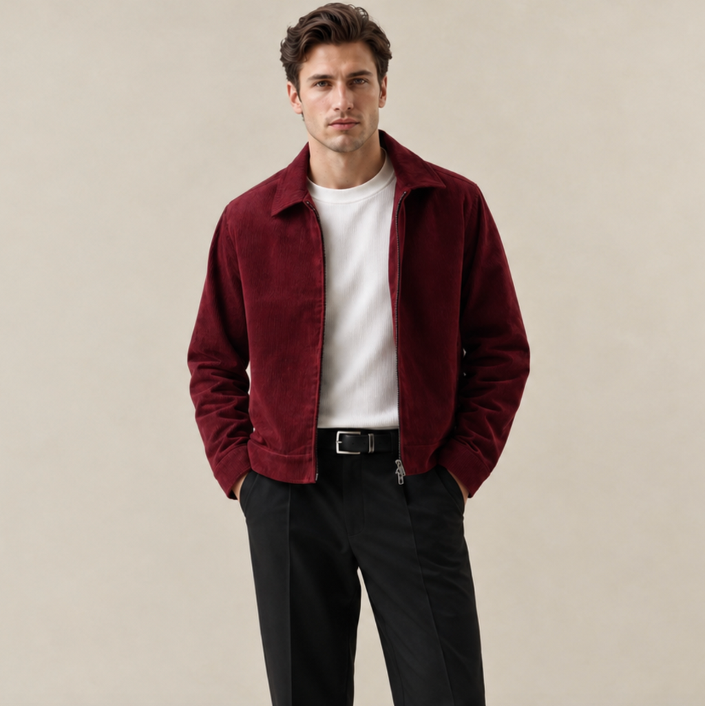 Men's 100% Cotton Corduroy Harrington Jacket