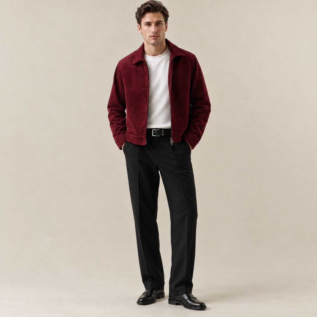 Men's 100% Cotton Corduroy Harrington Jacket