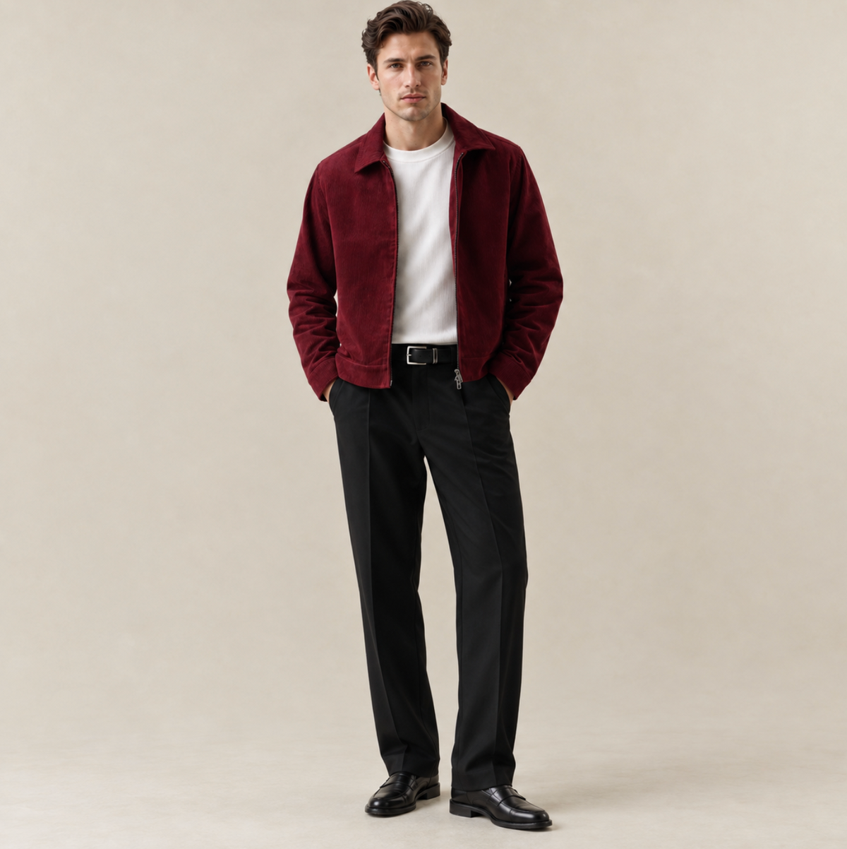 Men's 100% Cotton Corduroy Harrington Jacket