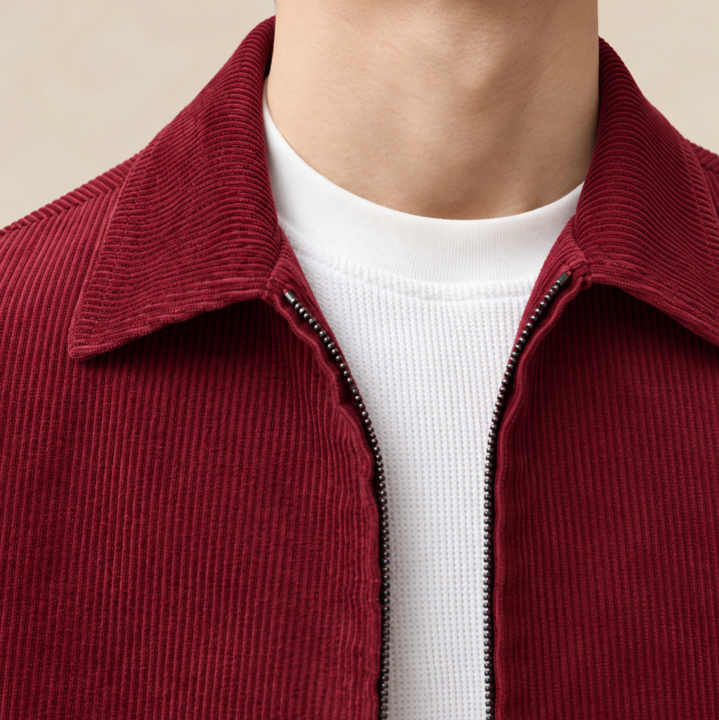 Men's 100% Cotton Corduroy Harrington Jacket