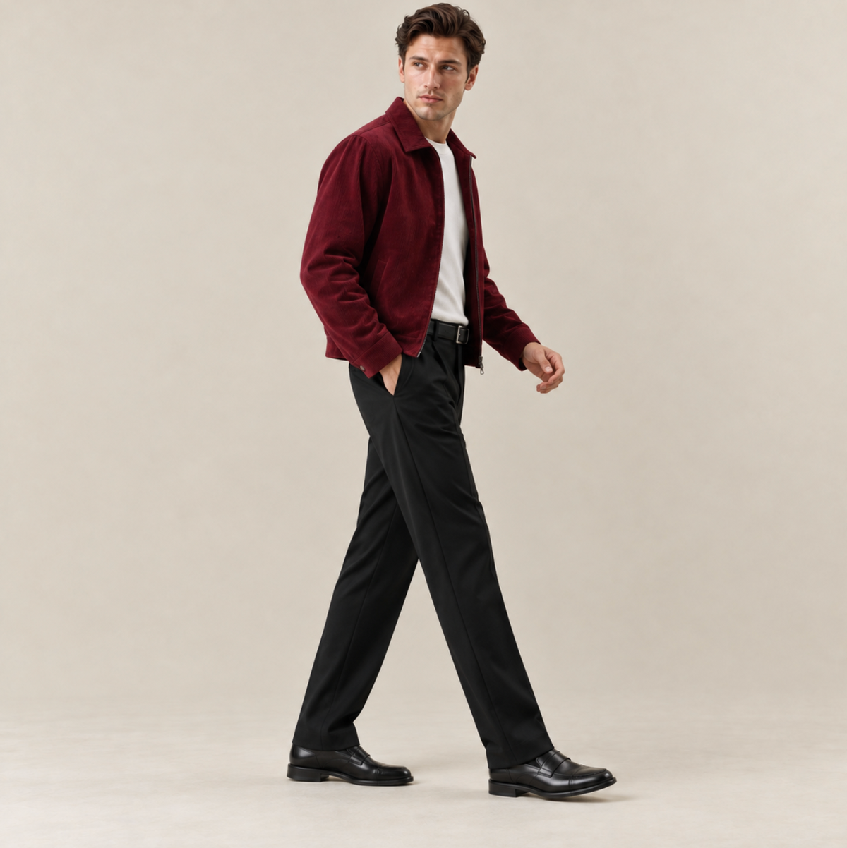 Men's 100% Cotton Corduroy Harrington Jacket