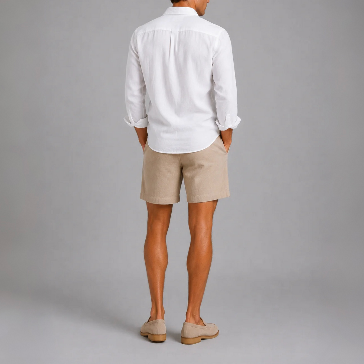 Men's Casual Cotton Linen Drawstring Shorts
