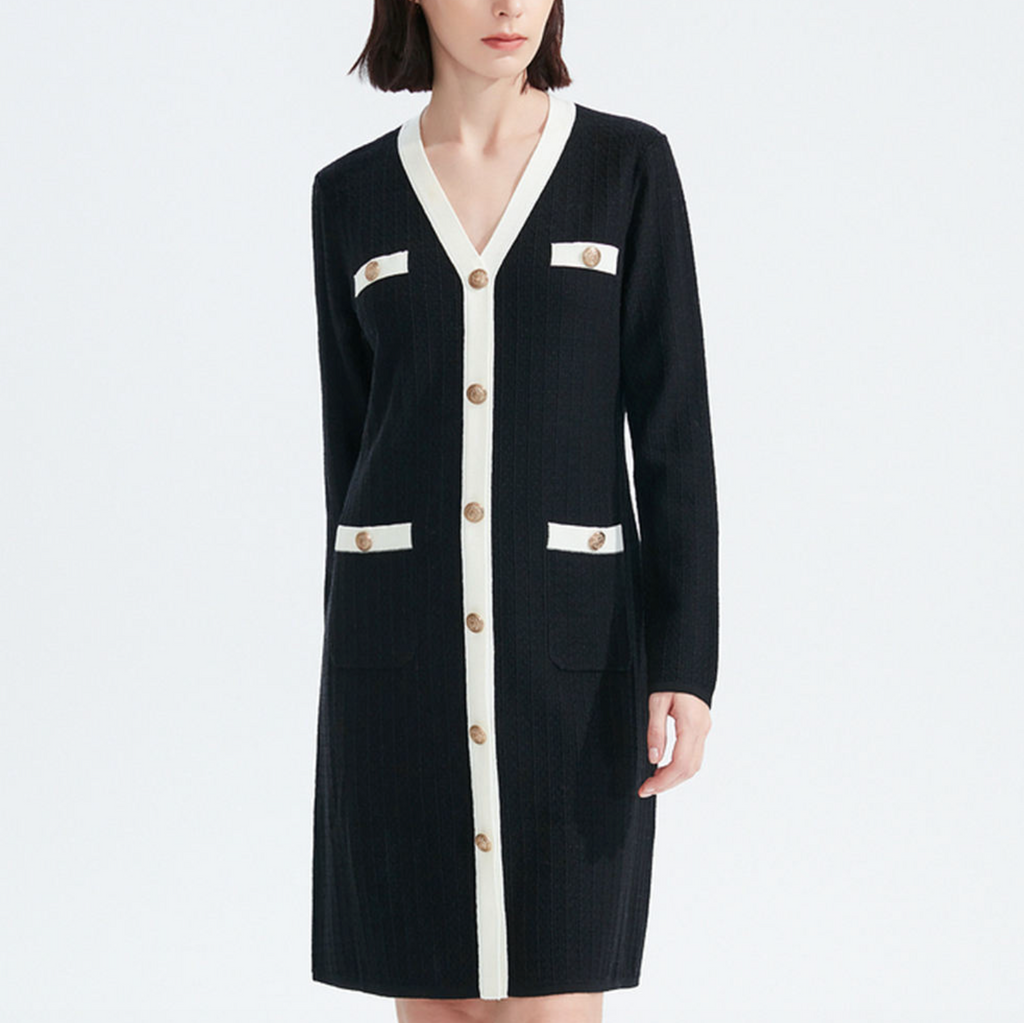 Women’s Casual V-Neck A-Line Knit Dress