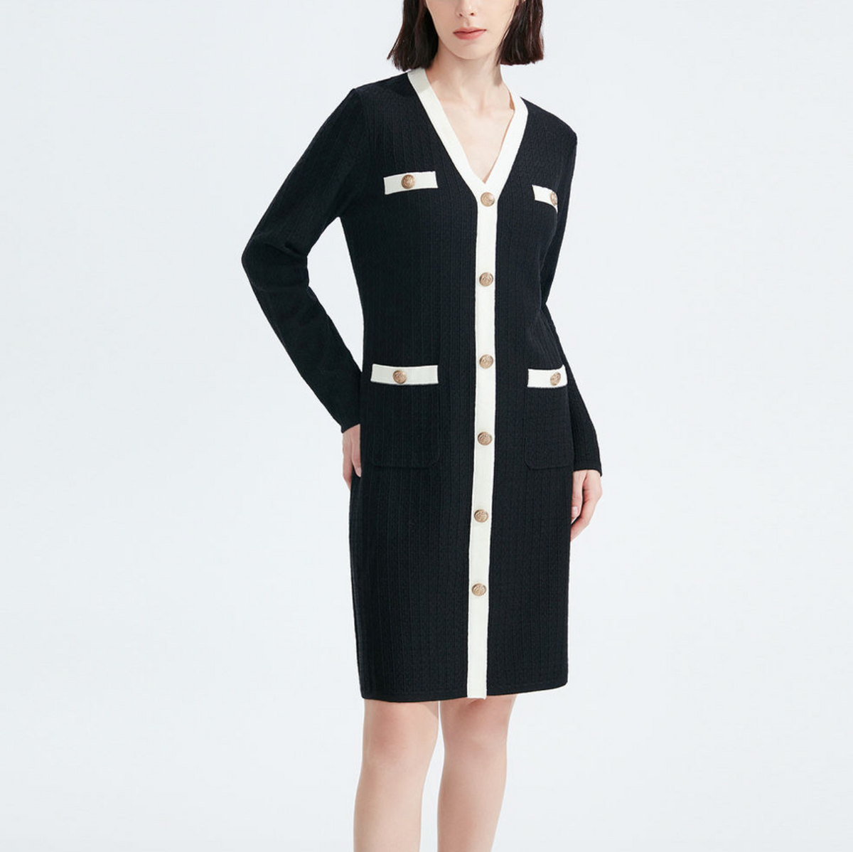 Women’s Casual V-Neck A-Line Knit Dress