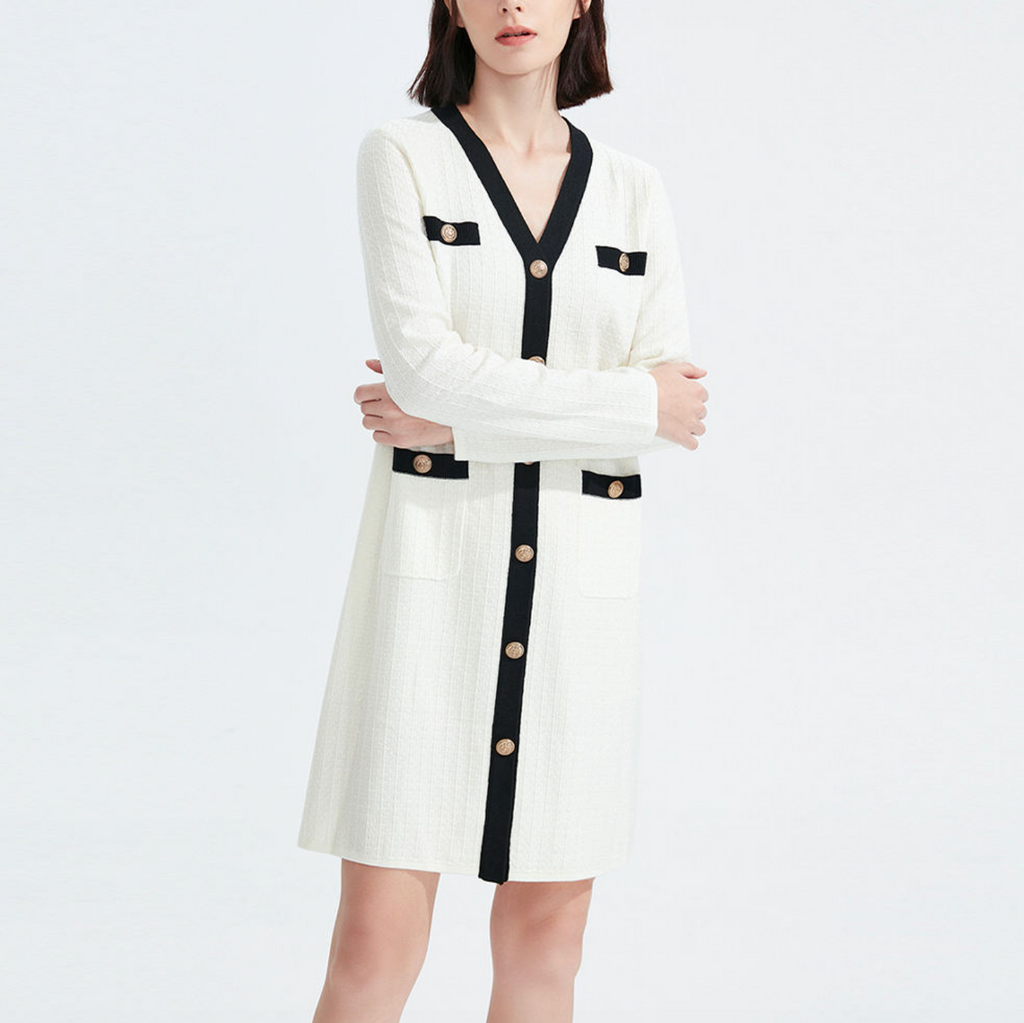 Women’s Casual V-Neck A-Line Knit Dress